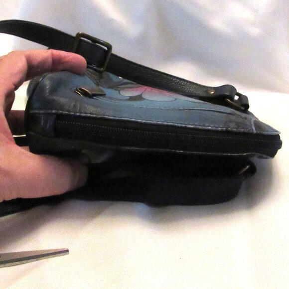 Anuschka Denim Paisley Floral Small Multi Compartment Zip-Around Organizer 8109 - Picture 5 of 8